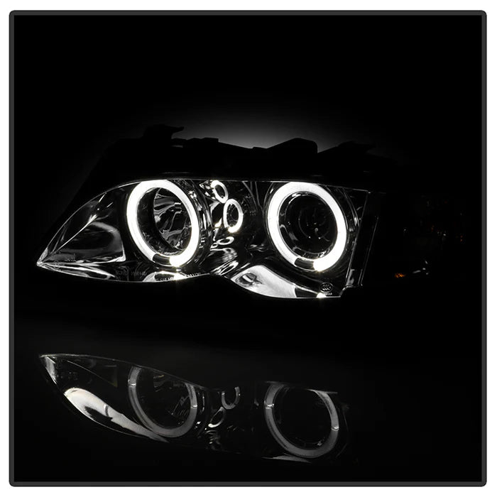 ( Spyder Signature ) BMW E46 3-Series 02-05 4DR Projector Headlights 1PC - LED Halo - Chrome - High H1 (Included) - Low H7 (Included)