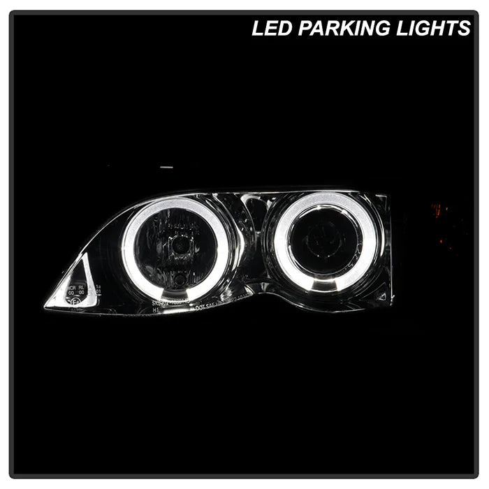 ( Spyder Signature ) BMW E46 3-Series 02-05 4DR Projector Headlights 1PC - LED Halo - Smoke - High H1 (Included) - Low H7 (Included)