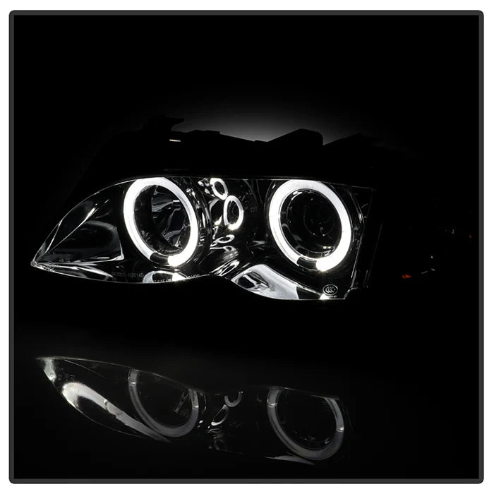 ( Spyder Signature ) BMW E46 3-Series 02-05 4DR Projector Headlights 1PC - LED Halo - Smoke - High H1 (Included) - Low H7 (Included)