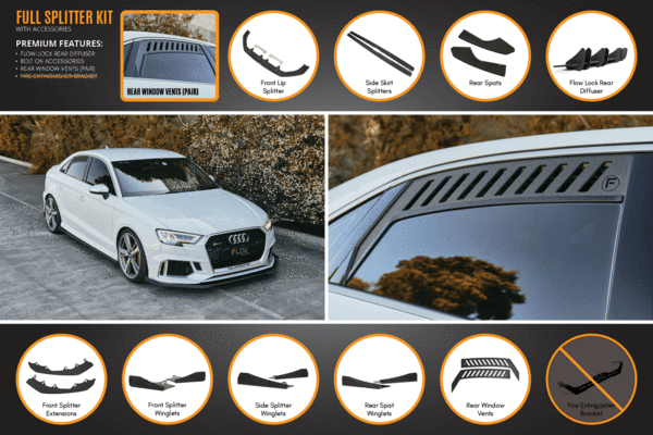 RS3 8V Sedan FL Full Lip Splitter Set