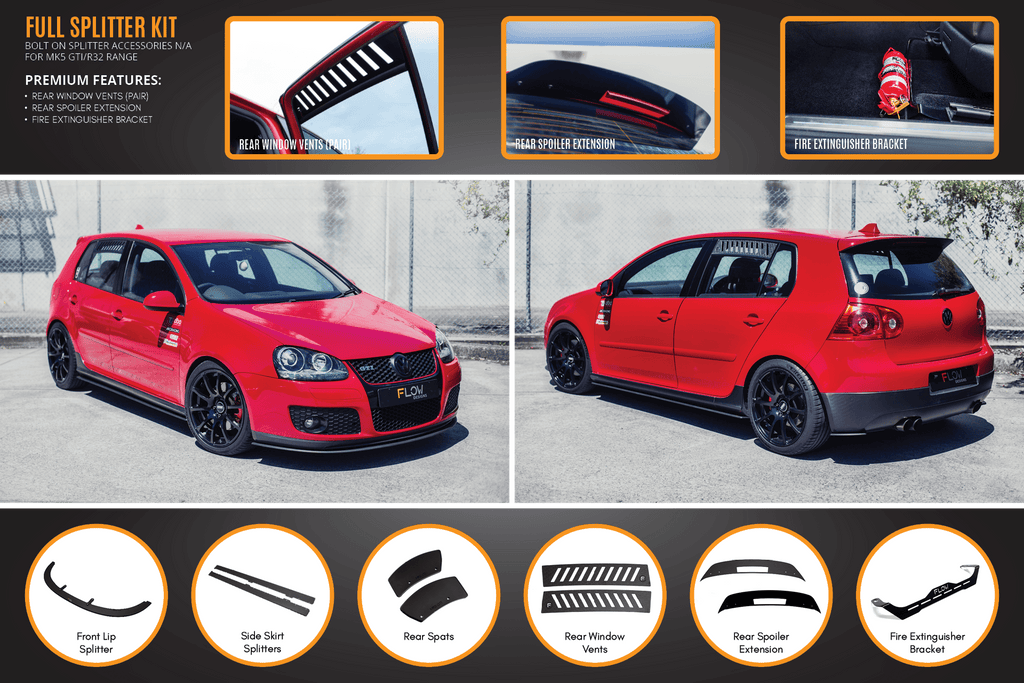 Flow Designs MK5 Golf GTI Full Lip Splitter Set - 0