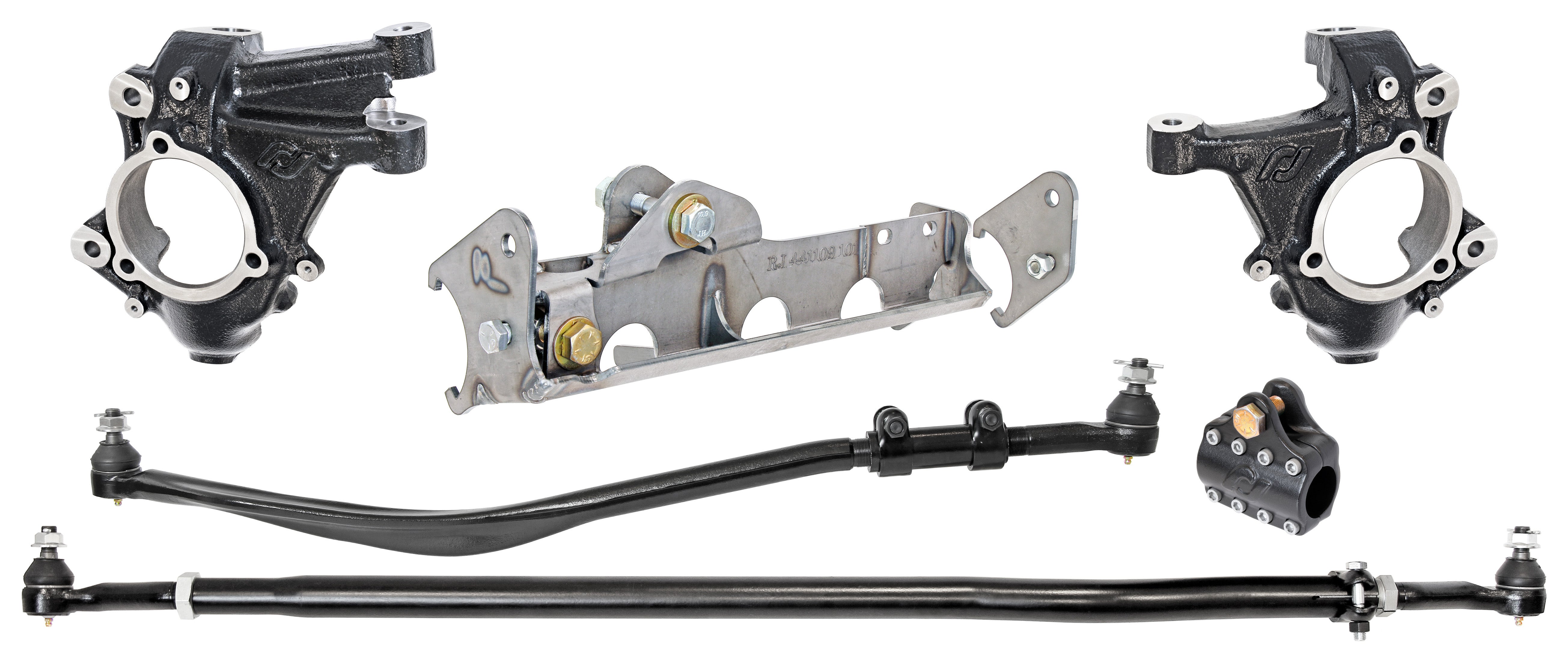 RockJock JL/JT Currectlync High Steer kit for Ram Assist. w/ Knuckles Drag link, Tie Rod, Hardware