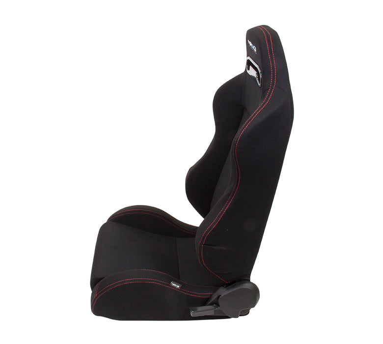 NRG Sport Seats (Pair) Type-R Cloth w/NRG Logo - Black w/Red Stitch - 0