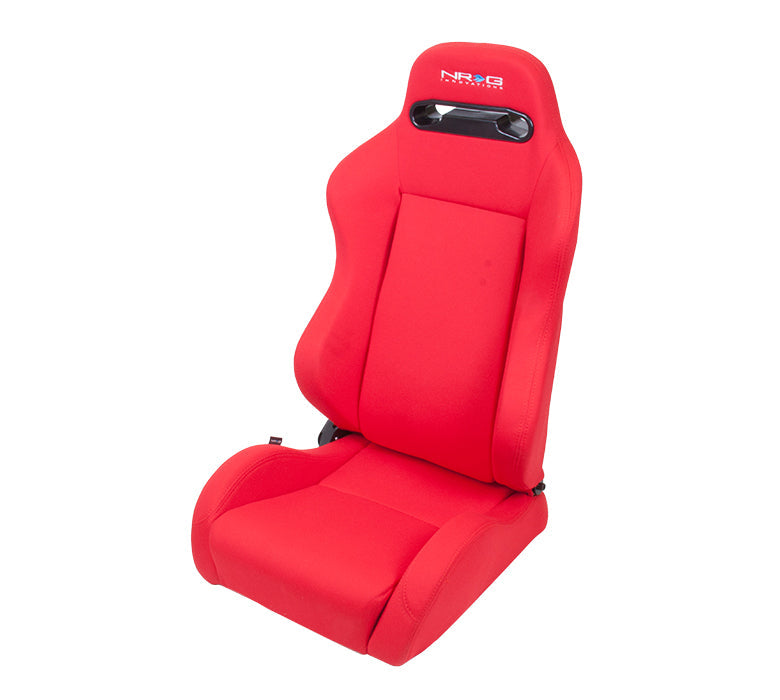 NRG Sport Seats (Pair) Type-R Cloth w/NRG Logo - Red w/Red Stitch