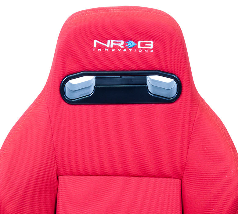 NRG Sport Seats (Pair) Type-R Cloth w/NRG Logo - Red w/Red Stitch