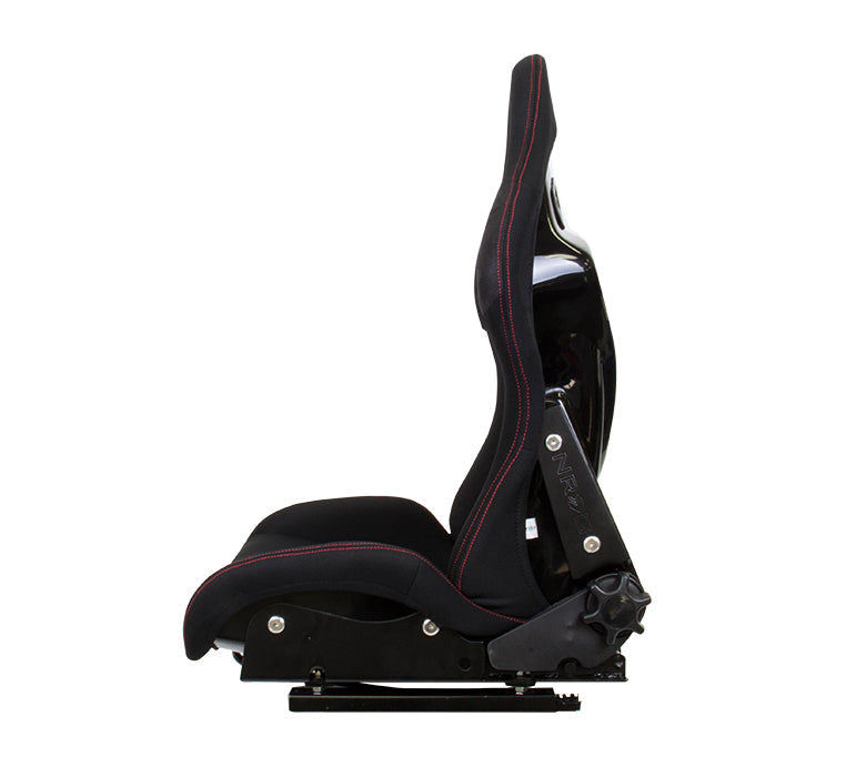 NRG FRP Bucket Seat - Reclinable (Black Cloth w/Red Stiting) - 0