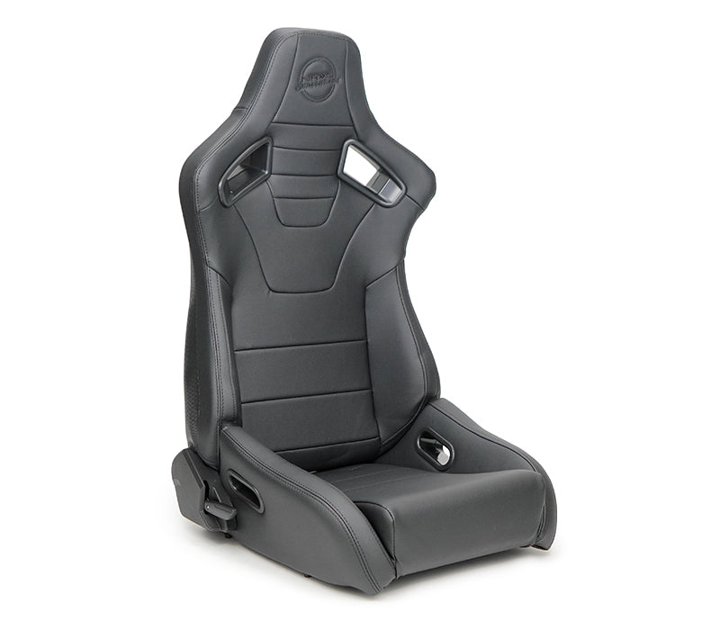 NRG Omega Reclinable Racing Seat (Pair) Black with Black Carbon Vinyl Back