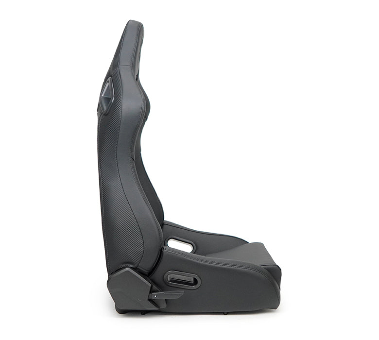 NRG Omega Reclinable Racing Seat (Pair) Black with Black Carbon Vinyl Back - 0