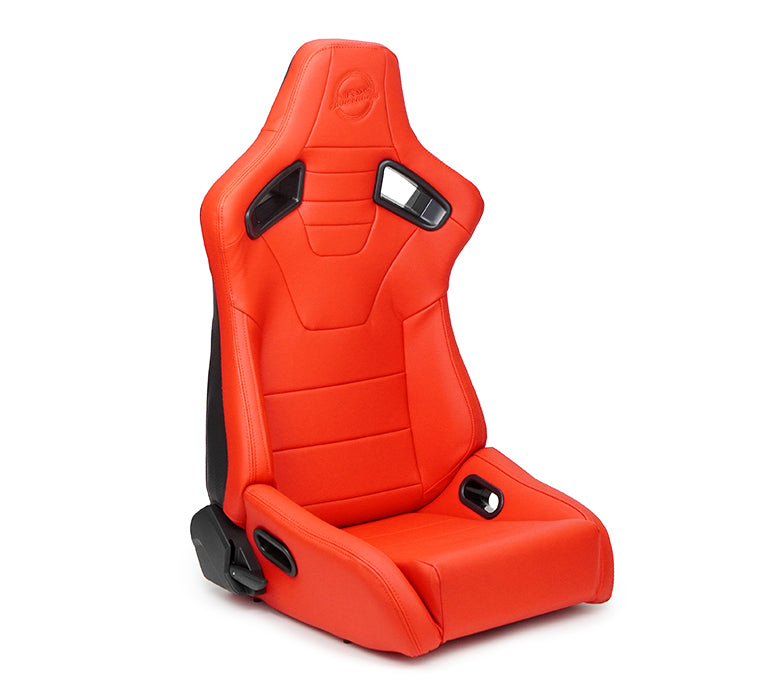 NRG Omega Reclinable Racing Seat (Pair) Red with Black Carbon Vinyl Back