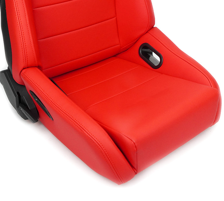 NRG Omega Reclinable Racing Seat (Pair) Red with Black Carbon Vinyl Back