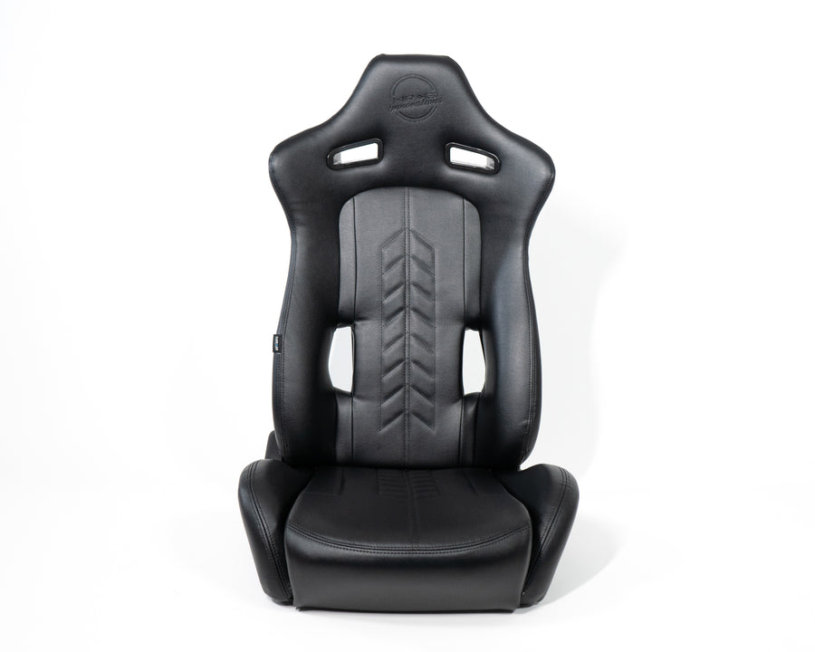 NRG Reclinable Sport Seats (Pair) The Arrow Black Vinyl w/ Pressed NRG logo w/ Black Stitch - 0