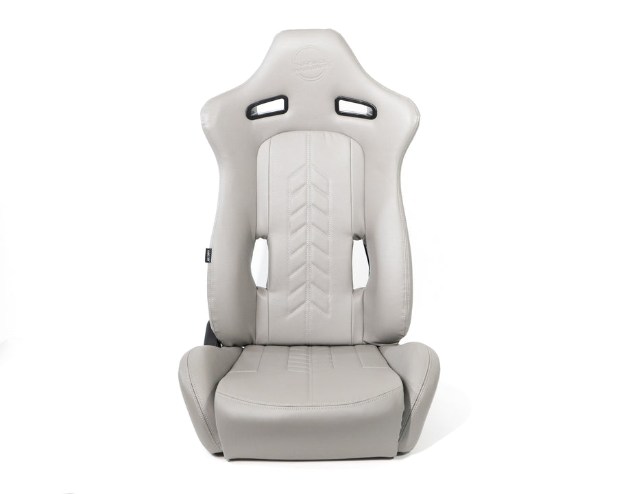 NRG Reclinable Sport Seats (Pair) The Arrow Grey Vinyl w/ Pressed NRG logo w/ Grey Stitch - 0