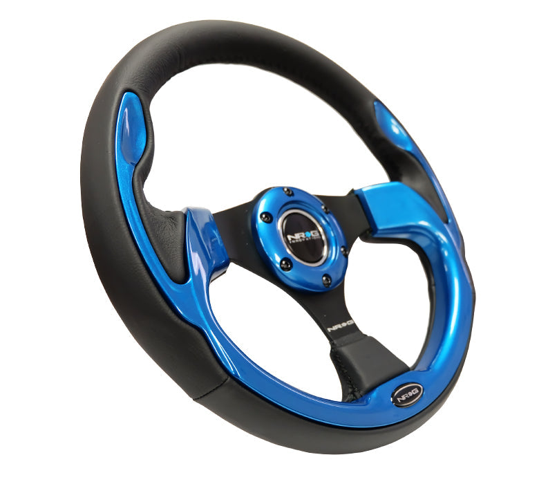 NRG Reinforced Steering Wheel (320mm) Blk w/Blue Trim - 0