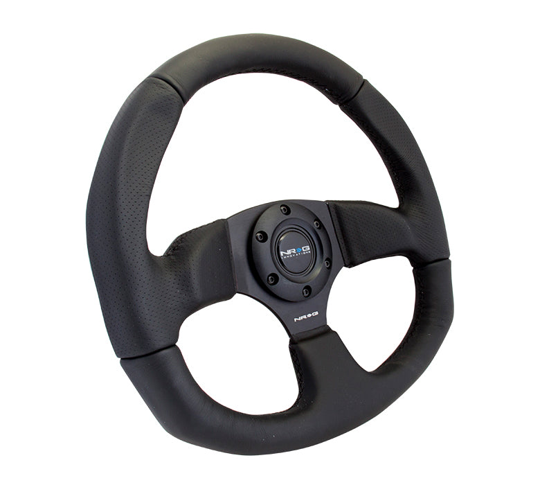 NRG Reinforced Steering Wheel (320mm Horizontal / 330mm Vertical) Leather w/Black Stitching - 0