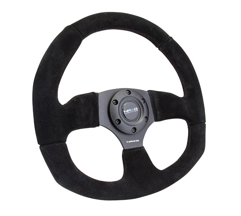 NRG Reinforced Steering Wheel (320mm Horizontal / 330mm Vertical) Black Suede w/Black Stitching - 0