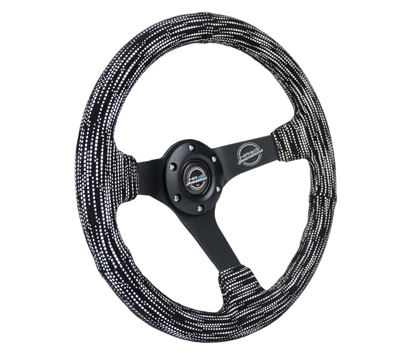 NRG Reinforced Steering Wheel (350mm / 3in. Deep) Microfiber/Black Stitch w/5mm Matte Black Spokes - 0