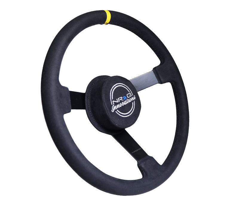 NRG Reinforced Steering Wheel (380mm) Nascar/ Alcantara 3 Spoke w/ NRG Logo/ Removable Crushed Pad - 0