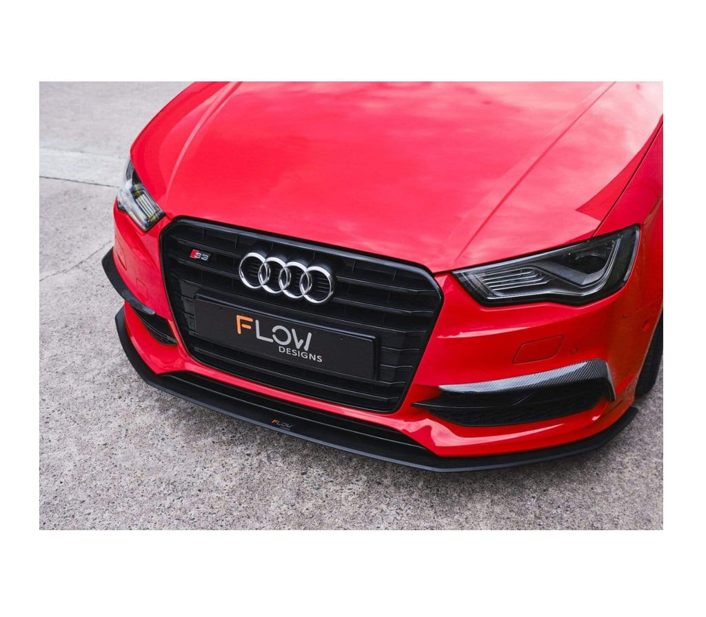 Flow Designs Audi S3 8V PFL Sedan Front Lip Splitter V3 & Mounting Brace