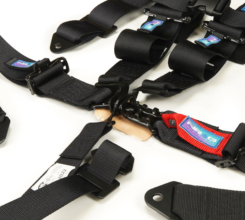 NRG SFI 16.1 5PT 3in Seat Belt Harness with Pads / Latch Link - Black - 0