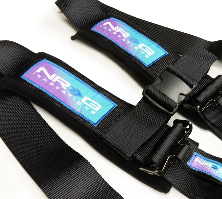 NRG SFI 16.1 5PT 3in Seat Belt Harness with Pads / Latch Link - Black