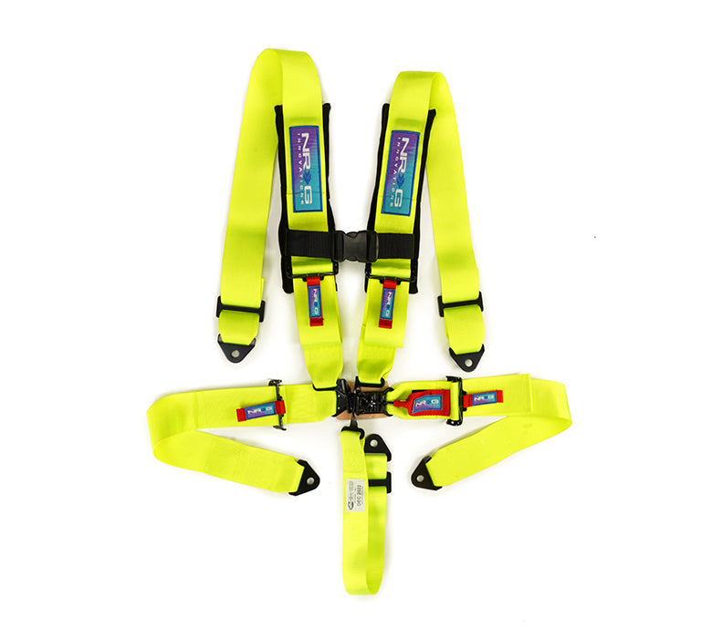 NRG SFI 16.1 5PT 3in Seat Belt Harness with Pads / Latch Link - Neon Green