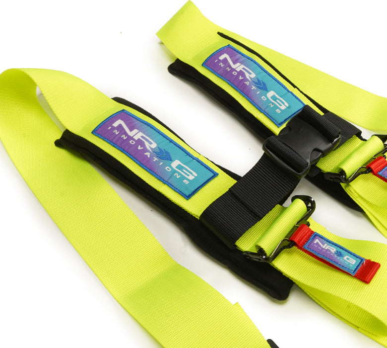 NRG SFI 16.1 5PT 3in Seat Belt Harness with Pads / Latch Link - Neon Green