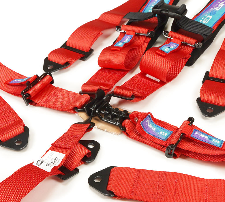 NRG SFI 16.1 5PT 3in Seat Belt Harness with Pads / Latch Link - Red - 0