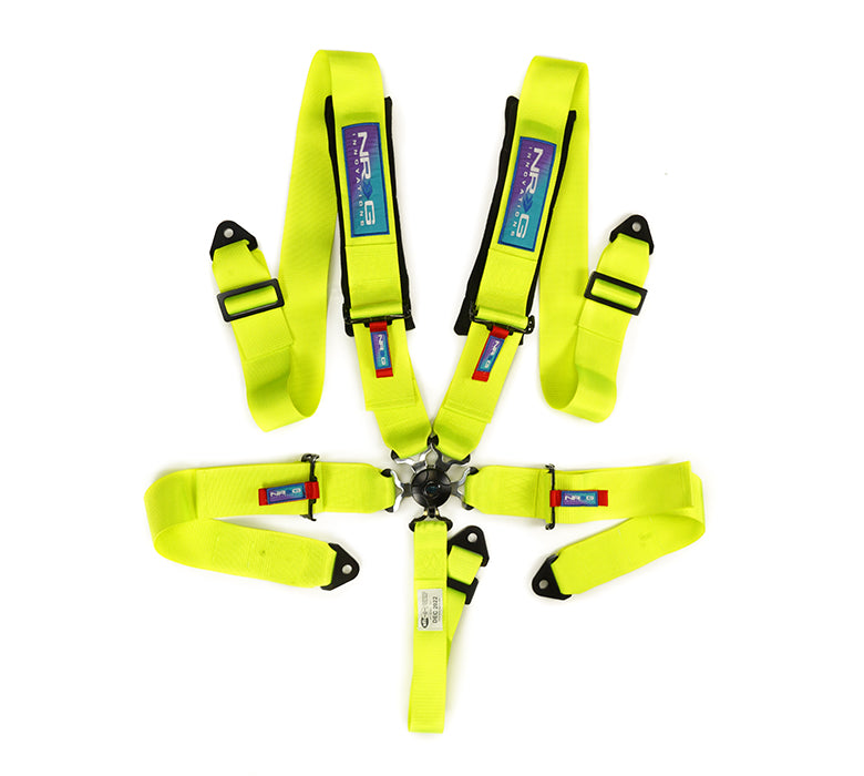 NRG SFI 16.1 5Pt 3 Inch Seat Belt Harness with Pads / Cam Lock - Neon Green