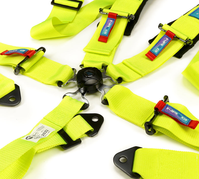 NRG SFI 16.1 5Pt 3 Inch Seat Belt Harness with Pads / Cam Lock - Neon Green - 0