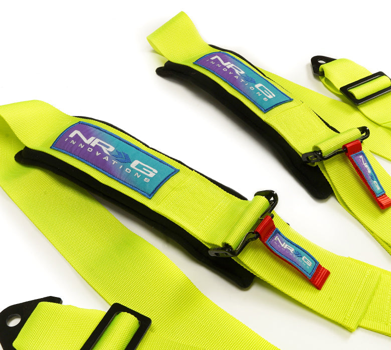 NRG SFI 16.1 5Pt 3 Inch Seat Belt Harness with Pads / Cam Lock - Neon Green