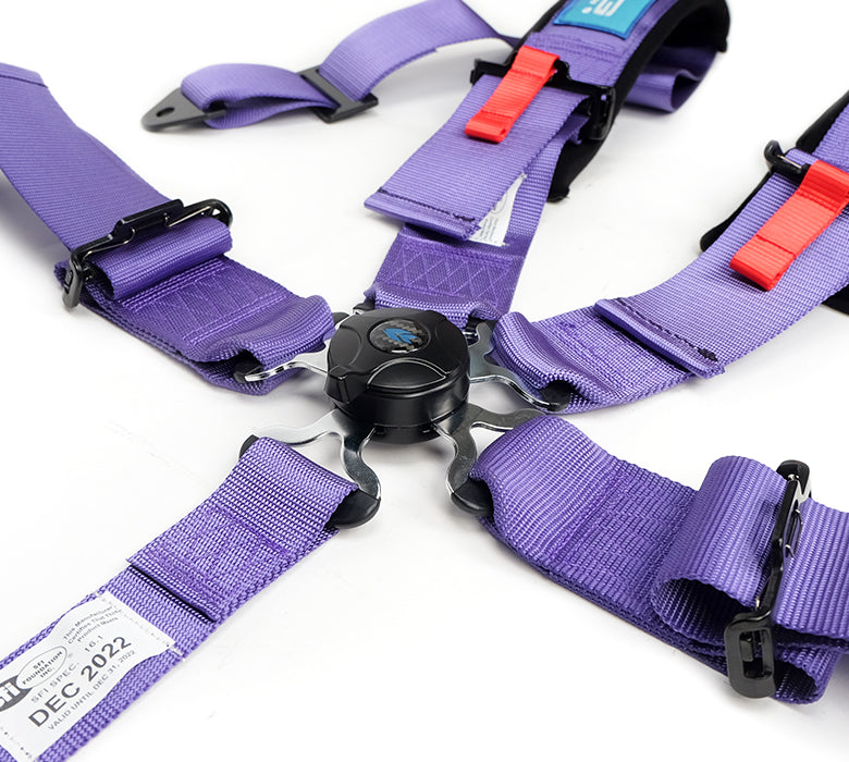 NRG SFI 16.1 5Pt 3 Inch Seat Belt Harness with Pads / Cam Lock - Purple - 0