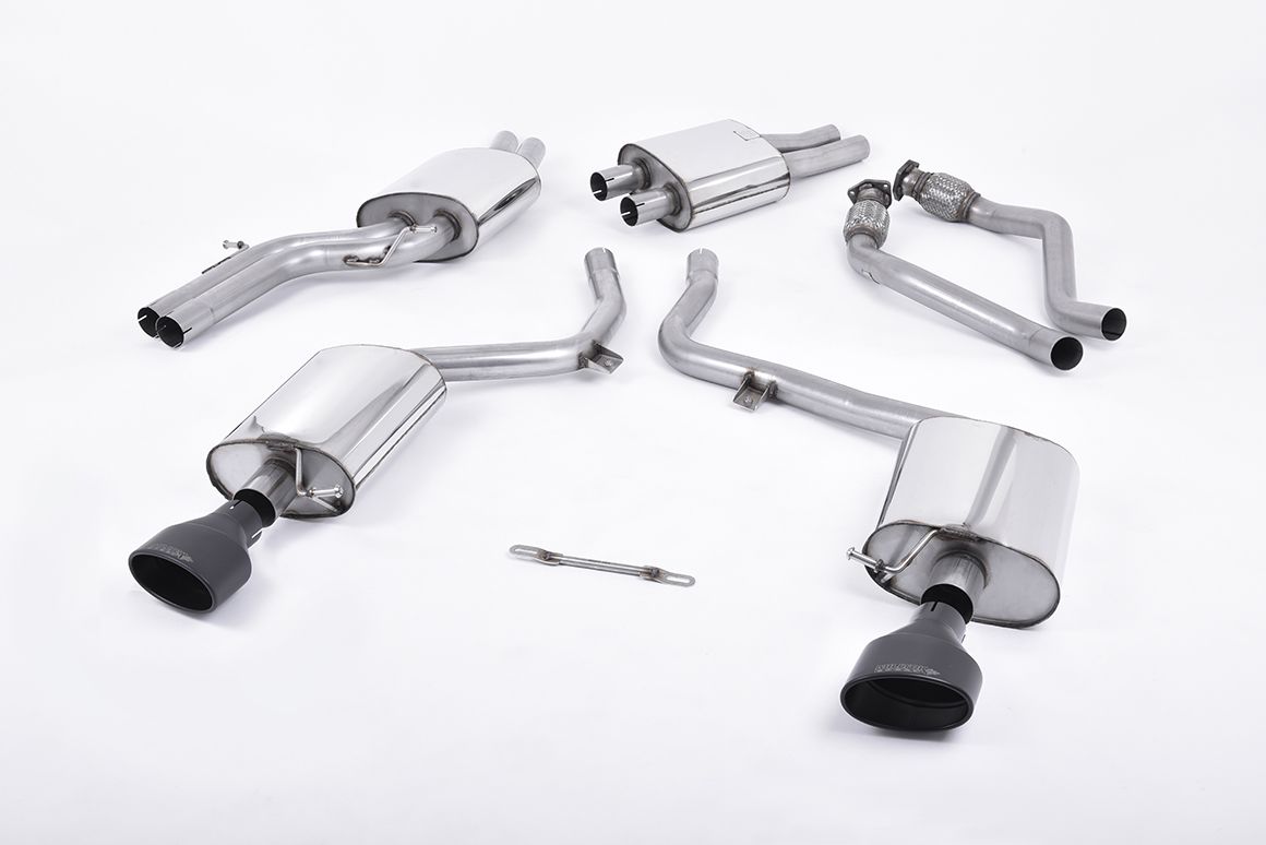 Milltek Cat Back Resonated Exhaust - Black Oval Tips - B8 S4 Sedan & S5 Sportback 3.0T quattro