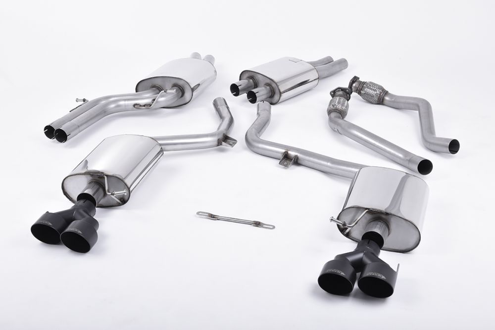 Milltek Resonated Cat Back Exhaust Polished Black Velvet Tips - Audi S5 B8.5 3.0T Supercharged