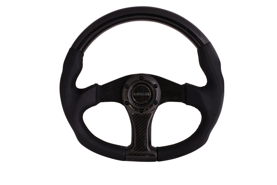 NRG Carbon Fiber Steering Wheel (350mm) Oval Shape w/Black Carbon & Leather Trim