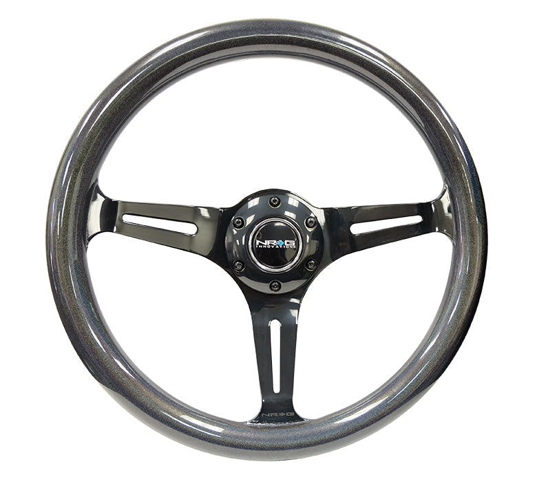 NRG Classic Wood Grain Steering Wheel (350mm) Chameleon/Pearlescent Paint Grip w/Neochrome 3-Spoke