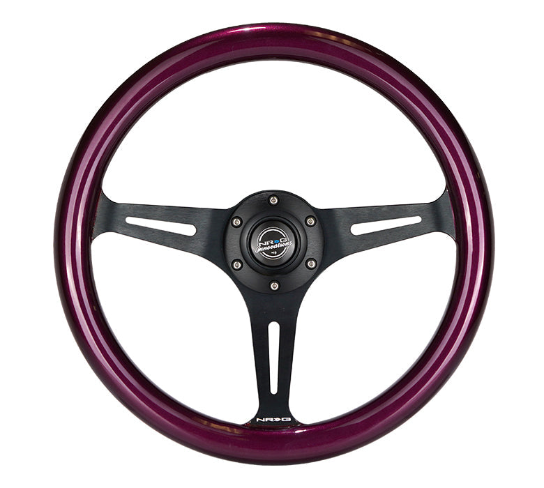 NRG Classic Wood Grain Steering Wheel (350mm) Purple Pearl/Flake Paint w/Black 3-Spoke Center