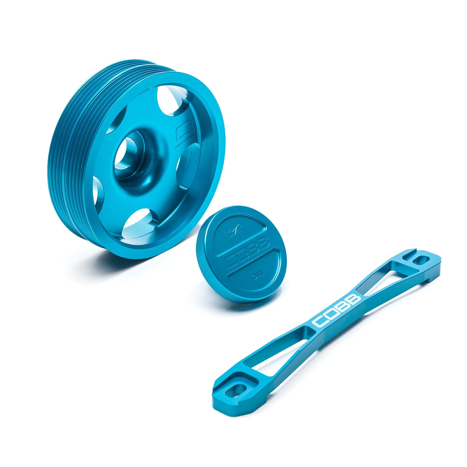 Limited Edition Teal Subaru Main Pulley + Oil Cap + Battery Tie Down