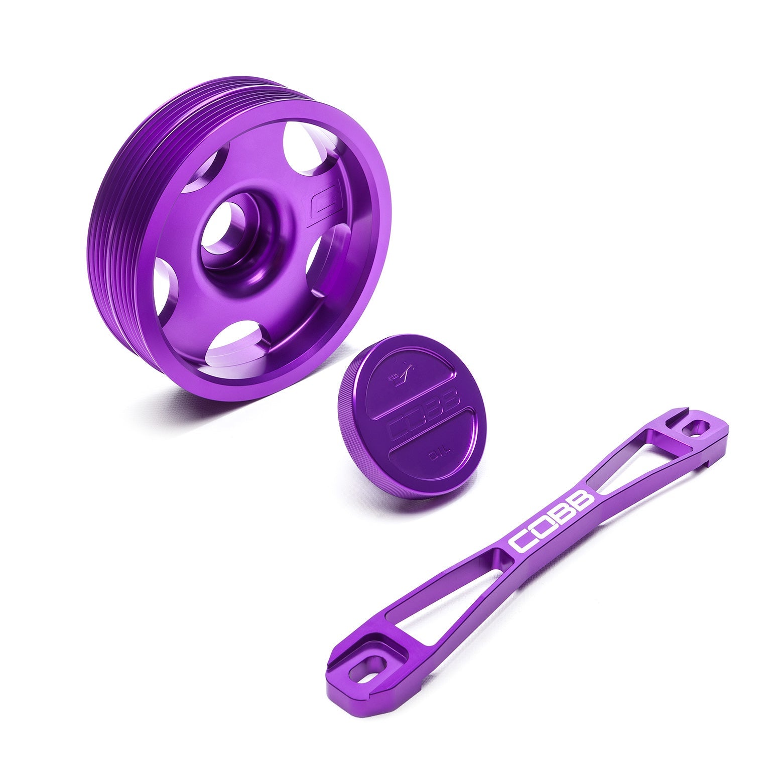 Limited Edition Purple Subaru Main Pulley + Oil Cap + Battery Tie Down