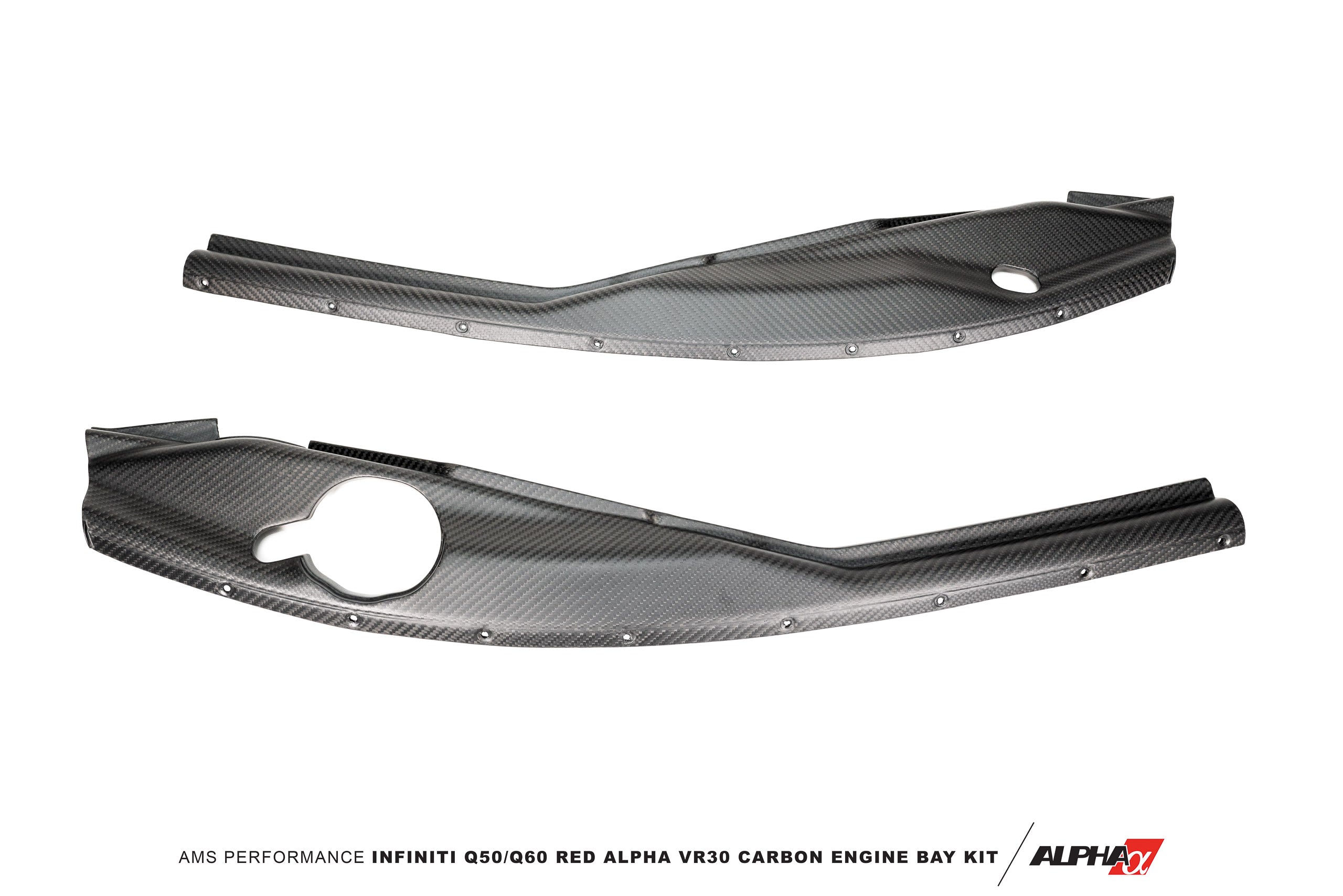 AMS Performance Infiniti Q50 & Q60 Red Alpha Matte Carbon Fender Side Trim Set