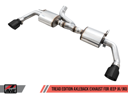 AWE Tread Edition Axleback Dual Exhaust for Jeep JK/JKU 3.6L - Diamond Black Tips