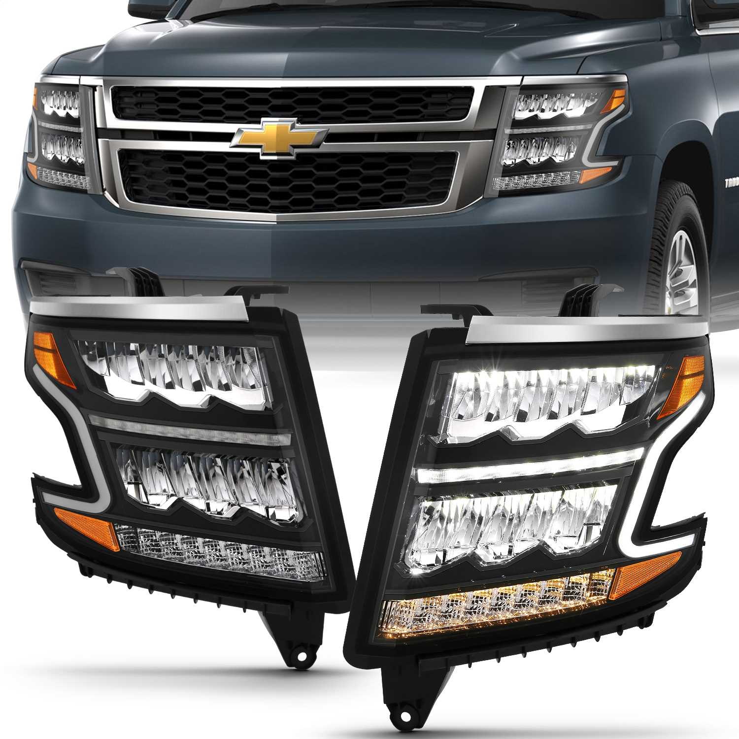 ANZOUSA LED CRYSTAL HEADLIGHTS: 2015–2020 CHEVROLET SUBURBAN