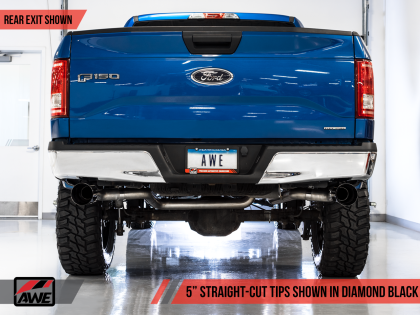 AWE 0FG Dual Exit Exhaust for '15-'20 F-150 - 5" Diamond Black Tips - 0