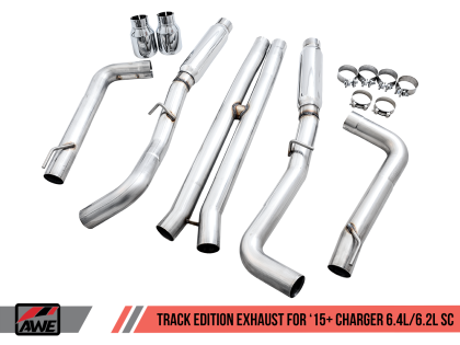 AWE Track Edition Exhaust for 15+ Charger 6.4 / 6.2 SC - Chrome Silver Tips