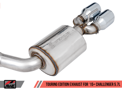 AWE Touring Edition Exhaust for 17+ Challenger 5.7 - Non-Resonated - Chrome Silver Quad Tips