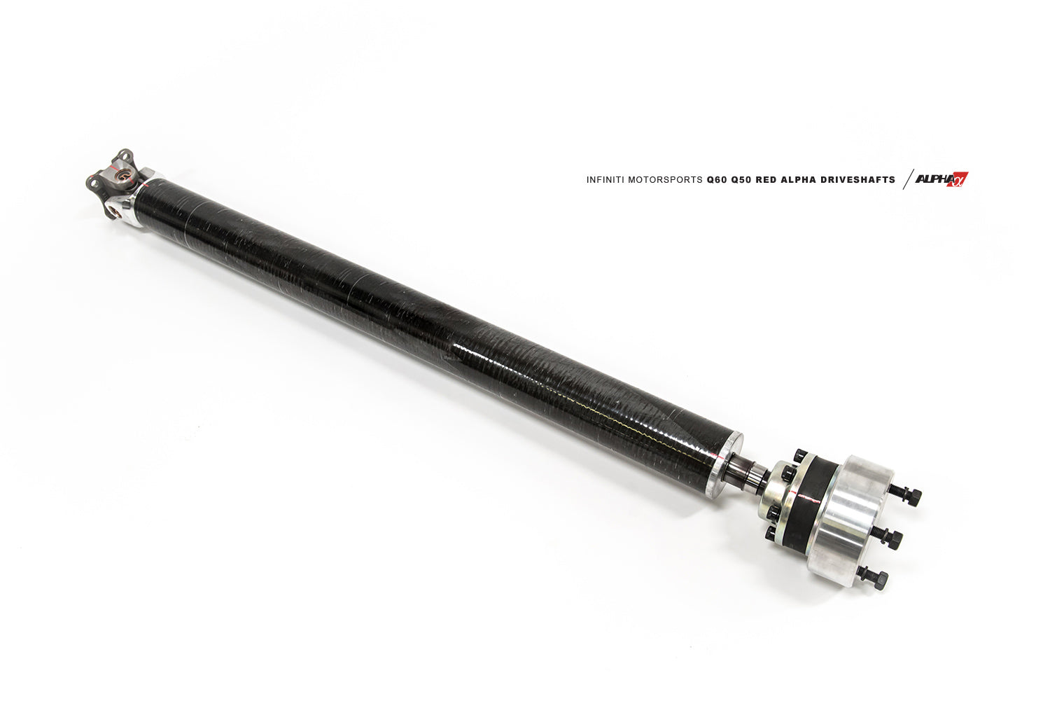 INFINITI Q60+Q50 Red Alpha Carbon Fiber & Aluminum AWD Driveshafts by DriveShaft Shop