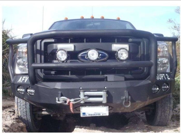 Road Armor 11-16 Ford F-250 Stealth Front Winch Bumper w/Lonestar Guard - Tex Blk - 0