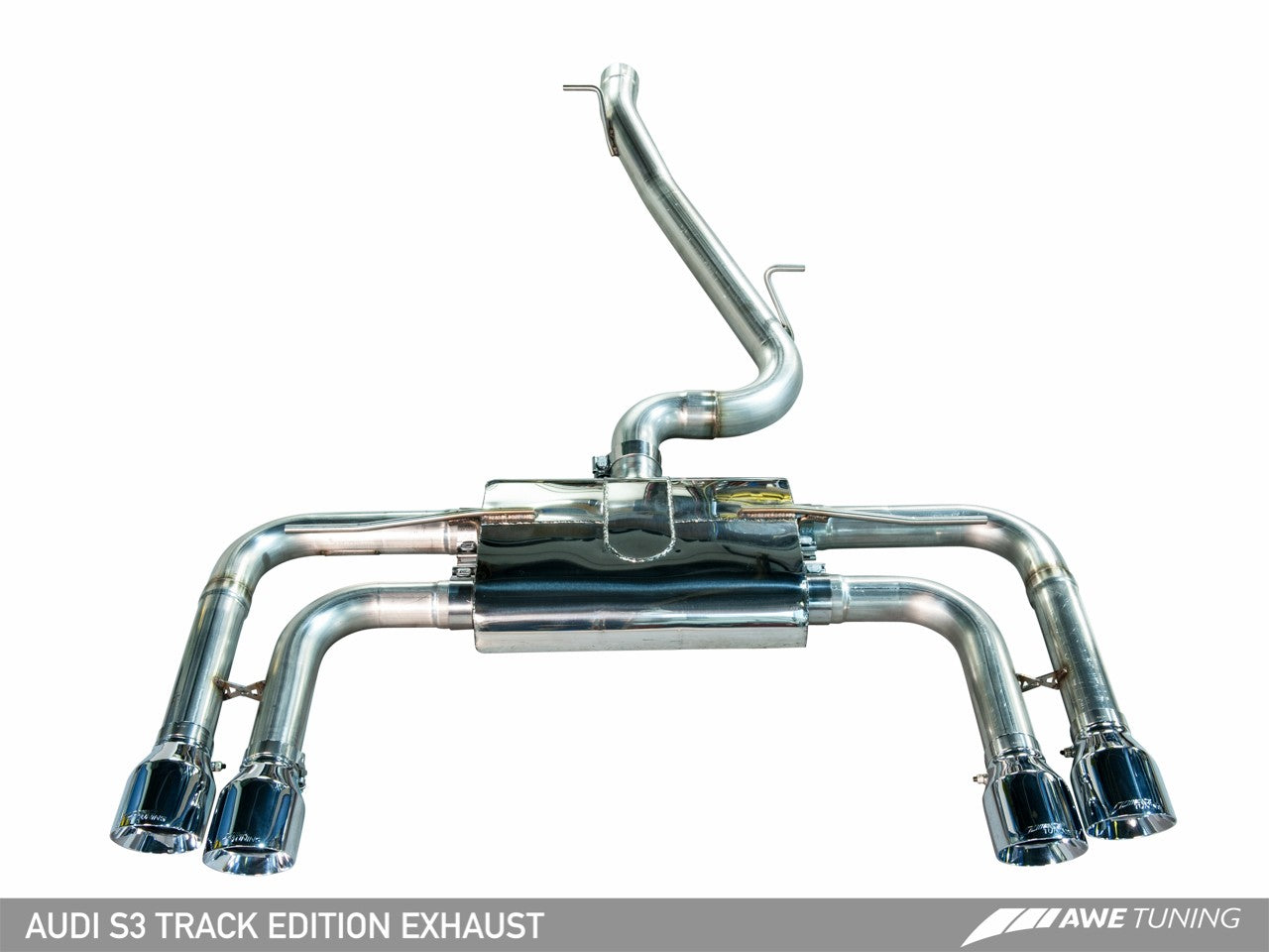 AWE Track Edition Exhaust for Audi 8V S3 - Chrome Silver Tips, 90mm