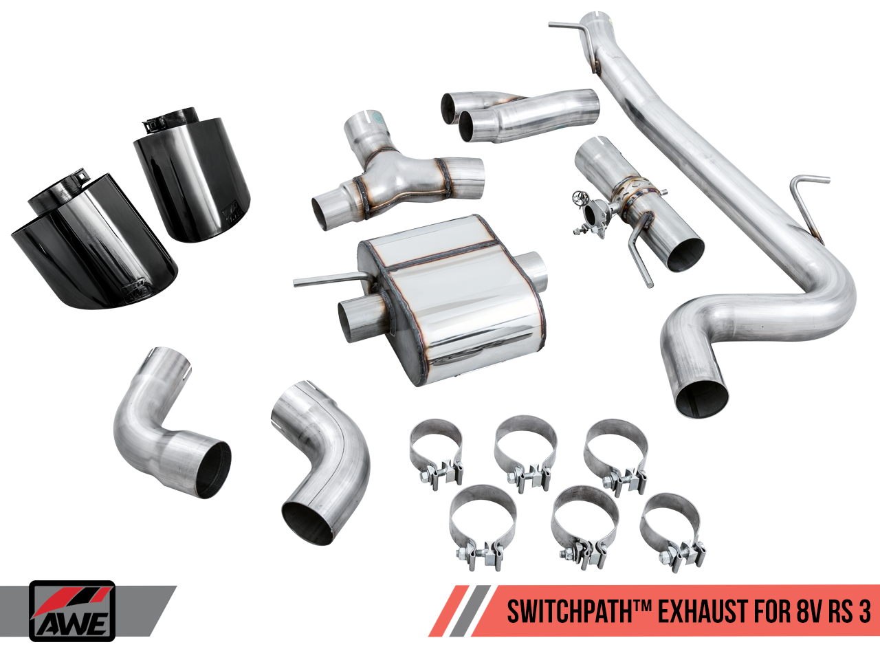 AWE SwitchPath™ Exhaust for Audi 8V RS 3 - Diamond Black RS-style Tips