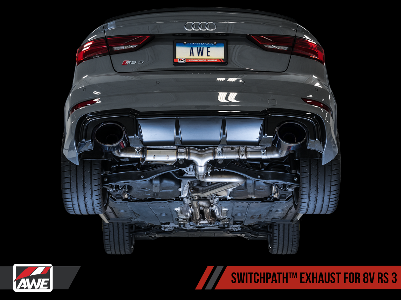 AWE SwitchPath™ Exhaust for Audi 8V RS 3 - Diamond Black RS-style Tips - 0