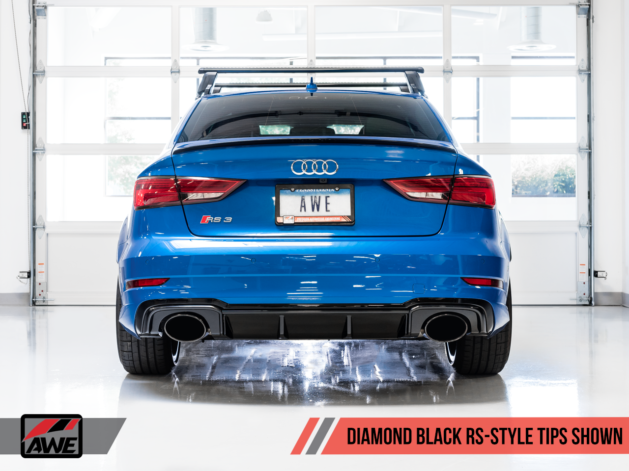 AWE Tuning 17-20 Audi RS3 8V Track Edition Exhaust - Diamond Black Tips RS-Style Tips